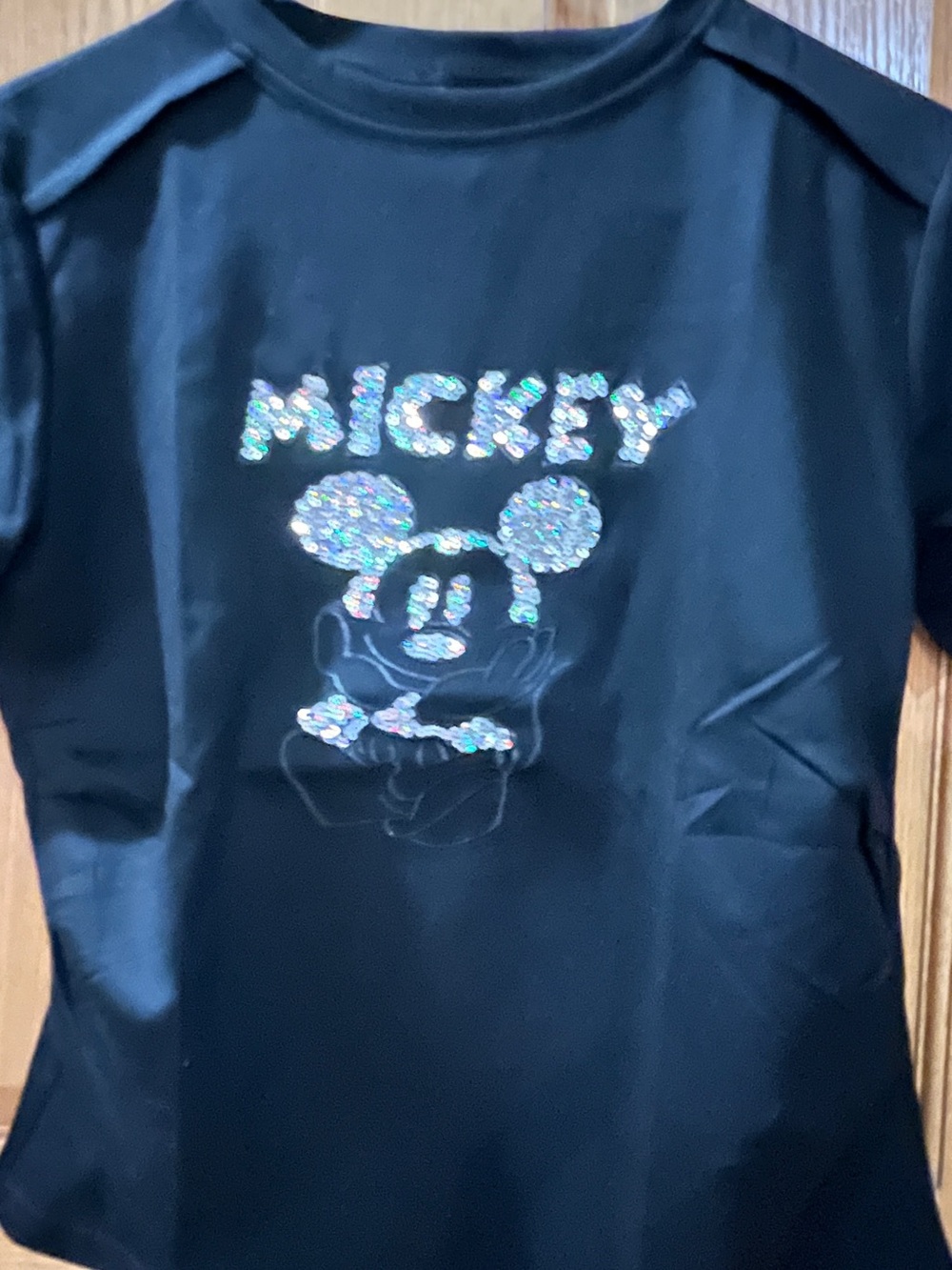 Black Mickey Sequin Graphic Tee liquid touch 
 Brand New
